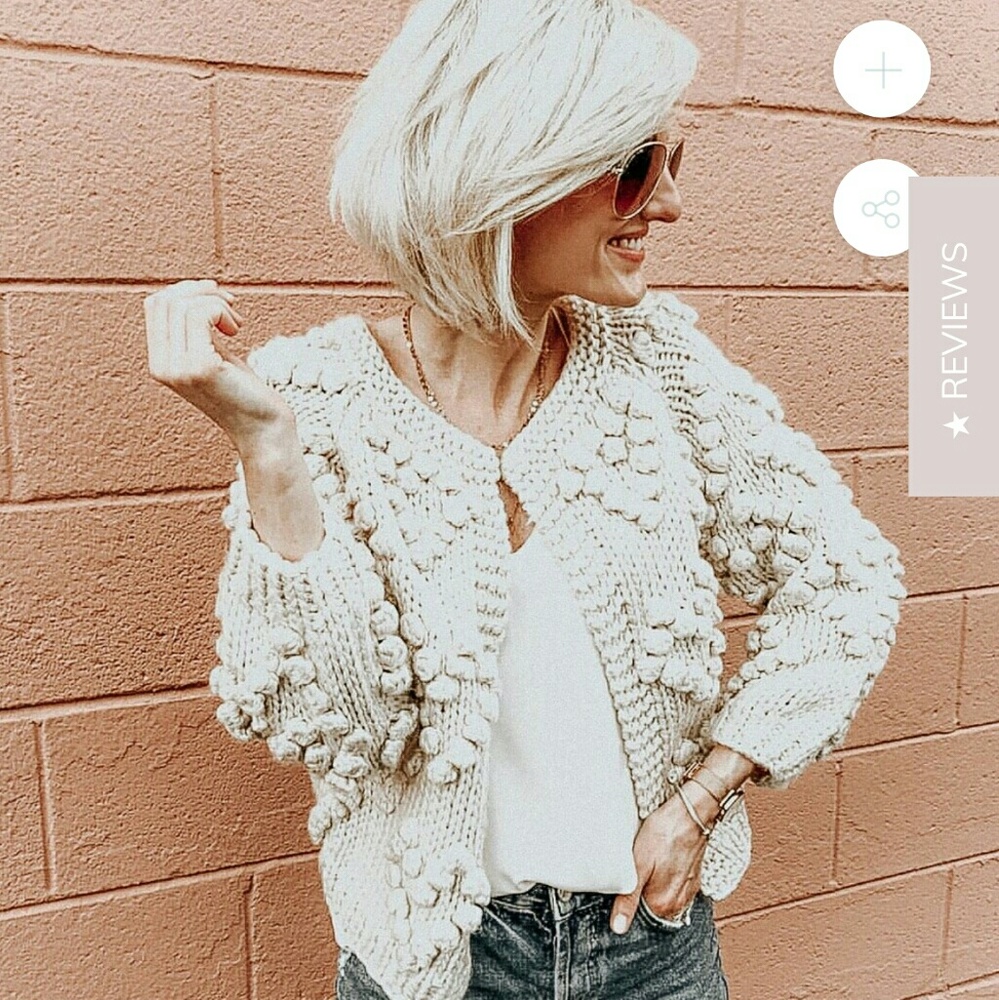 Heart Knit Pom Pom Cardigan